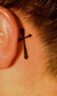 Image result for Cross Tattoo Behind Ear