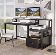 Image result for industrial desk with shelves