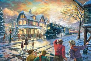 Image result for Christmas Train Painting
