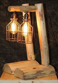 Image result for Handmade Custom Log Cabin Lamp