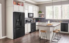Image result for Painted Kitchen Cabinets with Black Appliances