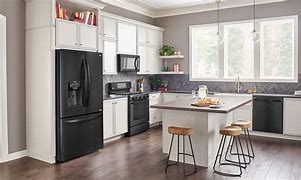 Image result for Grey and White Kitchen with Black Appliances