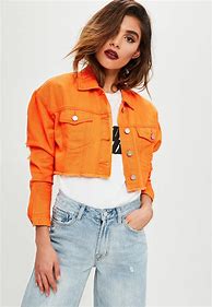Image result for Orange Denim Jacket