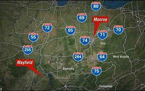 Image result for Mayfield Kentucky Map of Destruction