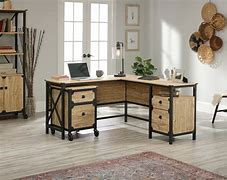 Image result for Rustic Metal and Wood Desk with Drawers