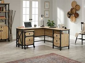 Image result for L-shaped Computer Desk with File Drawers