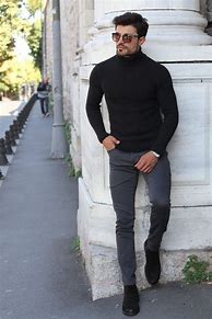 Image result for Black Turtleneck Sweater Men's Outfit