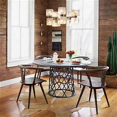 Gabino Industrial Loft Round Grey Stone Top Cage Base Dining Table 54