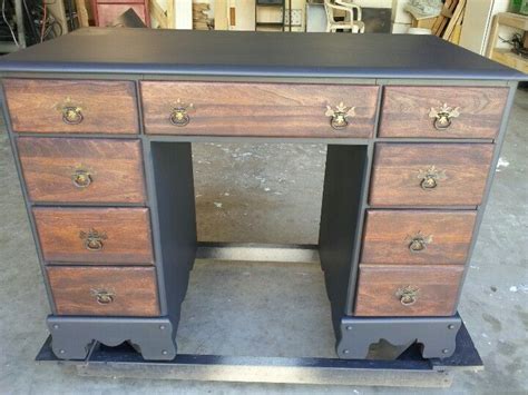 two tone desk. paint and stained drawers   Painted furniture desk  