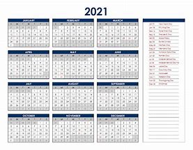 Image result for Excel 2021 Calendar with Holidays