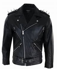 Image result for Black Leather Biker Jacket Men