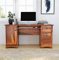 Image result for Brown Wood Computer Desk