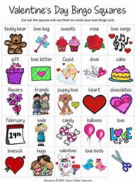 Image result for Valentine Bingo Words