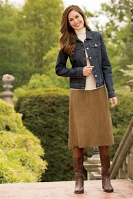 Image result for Denim Skirt Outfits with Boots