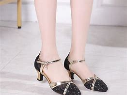 Image result for Women's Modern Shoes / Ballroom Shoes / Line Dance Heel Customized Heel Paillette Splicing Paillette Gold Women's Dance Shoes Paillette Customized Hee