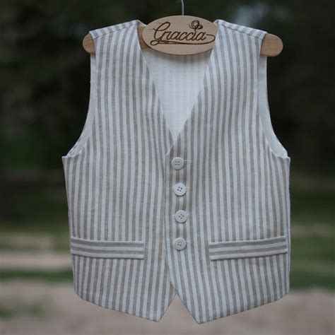 Baby boy natural linen suit shorts vest shirt Toddler rustic   Etsy