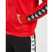 Image result for Adidas Red Hoodie Black Stripe