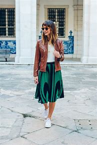 Image result for Skirt and Sneakers Outfit