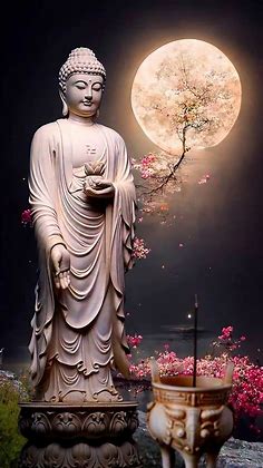 Mahatma Buddha, Moon Background, lord buddha white statue, HD phone ...