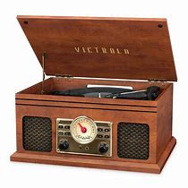 Image result for Victrola VTA-250B 4-In-1 Nostalgic Bluetooth Record Player With 3-Speed Record Turntable And FM Radio, Brown