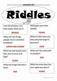 Image result for Printable Riddles and Answers for Kids