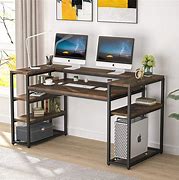 Image result for Metal Laptop Desk with Shelves