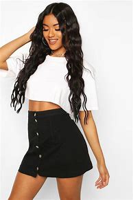 Image result for Cute Denim Skirt Outfits