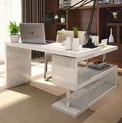 Image result for Home Office with White Desk with Wood Stain