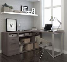 Image result for Grey L-shaped Office Desk