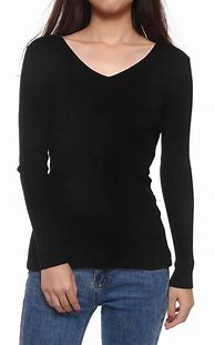 Image result for Women's Black V-Neck Sweater