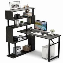 Image result for Black Corner Desk with Shelves