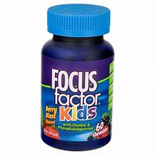 Image result for Factor Nutrition - Focus Factor For Kids With Choline & Phosphatidylserine - Berry (60 Chewable Tablets) - Children's Brain Formulas