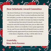Image result for Award Thank You Note