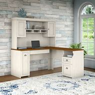 Image result for White Wood L-shaped Desk