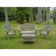 Image result for Lark Manor™ Narron 4 Piece Rattan Sofa Seating Group, Wood/Wicker/Rattan/Resin Wicker In Weathered Gray, Size 36"H X 51"W X 19"D