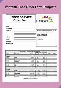 Image result for Food Order Form Printable