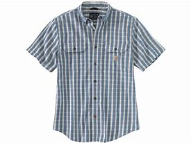 Image result for Carhartt Cotton Loose Fit Midweight Chambray Short-Sleeve Plaid Shirt | Bluestone | 2Xl
