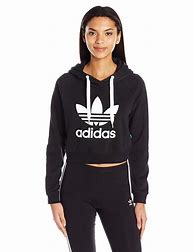 Image result for Women Adidas Black Crop Hoodie