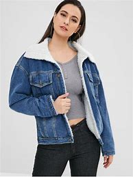 Image result for Jean Jacket with Fur Inside Colorful