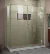 Image result for Dreamline | Unidoor Toulon Satin Black Hinged Shower Door, 58 1/2 X 72 Inch, Glass - Floor & Decor