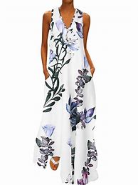 Image result for Women's Swing Dress Maxi Long Dress Beige Sleeveless Floral Geometic Print Spring Summer Round Neck Hot Casual Holiday 2022 3XL