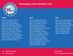 Image result for Philadelphia 76Ers Basketball Schedule