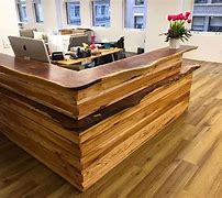 Image result for Natural Wood Reception Desk