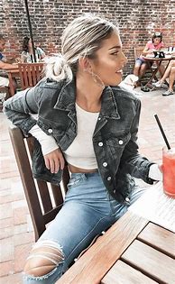 Image result for Ripped Jean Jacket Outfits