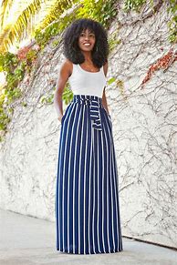 Image result for Blue and White Striped Maxi Skirt Outfit