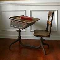 Image result for Wooden School Desk and Chair Set