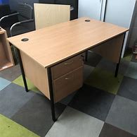 Image result for Wayfair Natural Wood Desk with Black