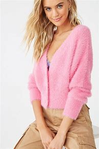 Image result for Cropped Pink Cardigan Sweater