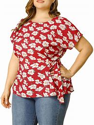 Image result for Plus Size Tops Short Sleeve Red
