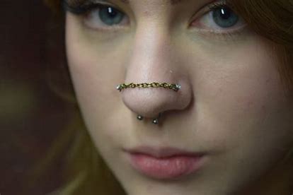 Image result for double nose piercing chain